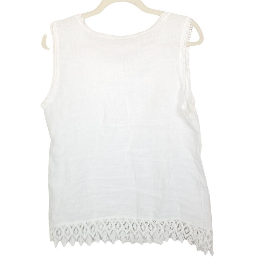 Valentina Naldi Tank Top M White Minimalist Coastal Lagenlook Resort Travel - Picture 7 of 7